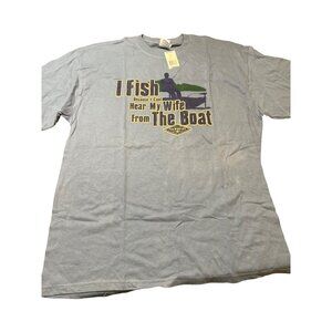 Jeff Foxworthy I Fish Can't Hear Wife From Boat Graphic Shirt Blue Size XL NWT